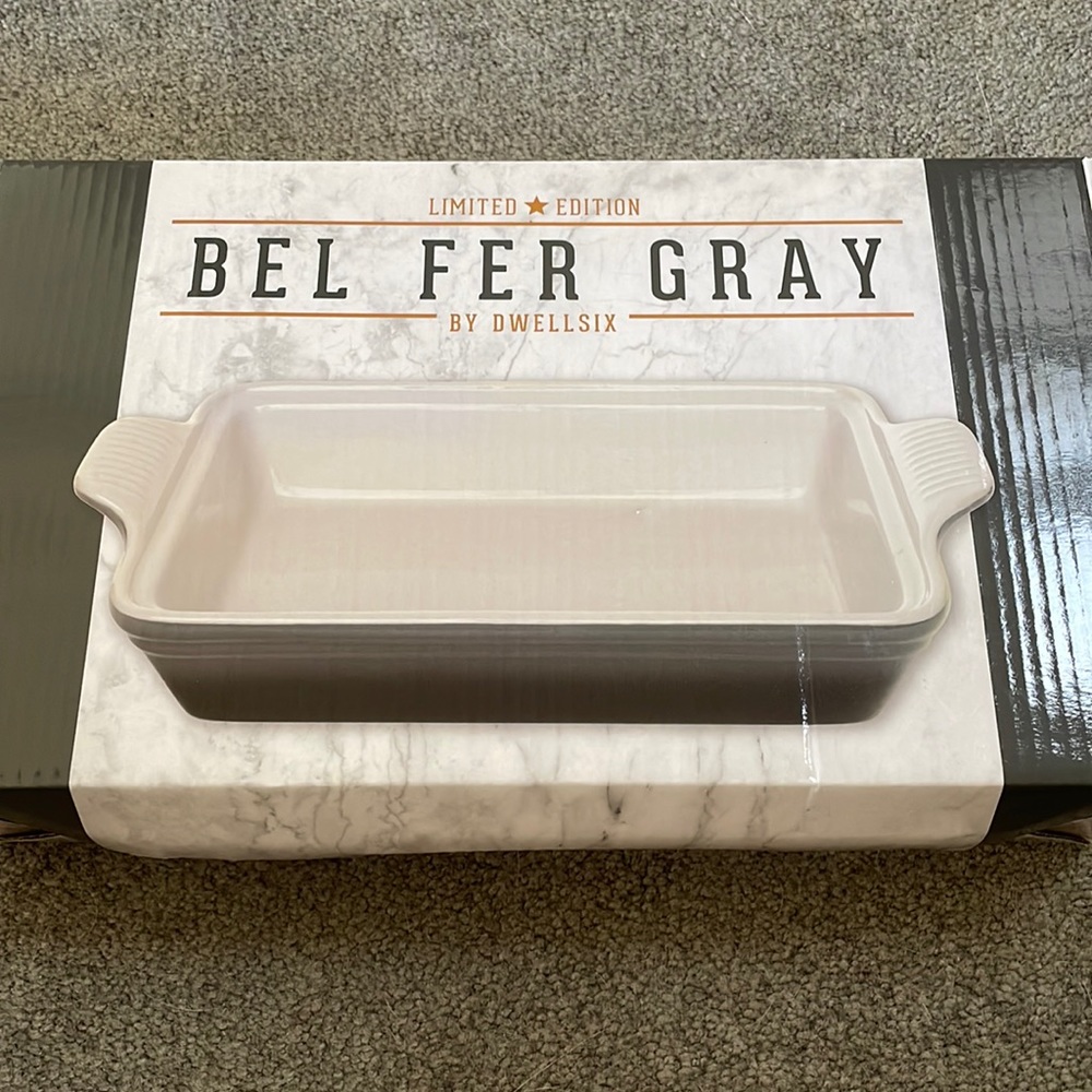 Bel Fer Gray 12" Ceramic Rectangular Baker